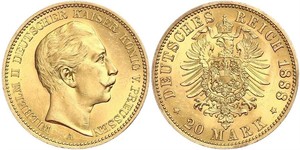 20 Mark Kingdom of Prussia (1701-1918) Gold Wilhelm II, German Emperor (1859-1941)