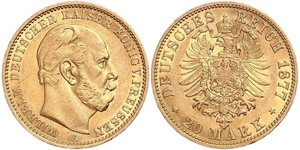 20 Mark Kingdom of Prussia (1701-1918) Gold Wilhelm I, German Emperor (1797-1888)