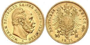 20 Mark Kingdom of Prussia (1701-1918) Gold Wilhelm I, German Emperor (1797-1888)