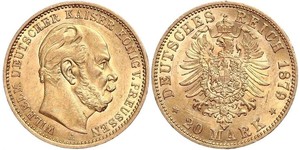 20 Mark Kingdom of Prussia (1701-1918) Gold Wilhelm I, German Emperor (1797-1888)