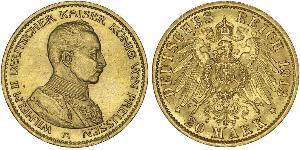 20 Mark Kingdom of Prussia (1701-1918) Gold Wilhelm II, German Emperor (1859-1941)