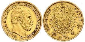 20 Mark Kingdom of Prussia (1701-1918) Gold Wilhelm I, German Emperor (1797-1888)