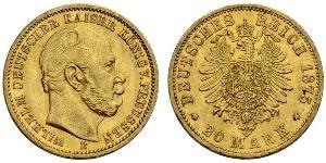 20 Mark Kingdom of Prussia (1701-1918) Gold Wilhelm I, German Emperor (1797-1888)