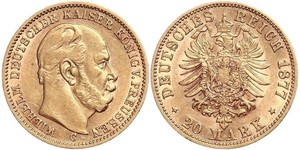 20 Mark Kingdom of Prussia (1701-1918) Gold Wilhelm I, German Emperor (1797-1888)