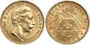 20 Mark Kingdom of Prussia (1701-1918) Gold Wilhelm II, German Emperor (1859-1941)