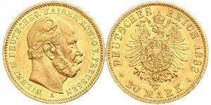 20 Mark Kingdom of Prussia (1701-1918) Gold Wilhelm I, German Emperor (1797-1888)