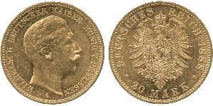 20 Mark Kingdom of Prussia (1701-1918) Gold Wilhelm II, German Emperor (1859-1941)