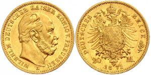 20 Mark Kingdom of Prussia (1701-1918) Gold Wilhelm I, German Emperor (1797-1888)