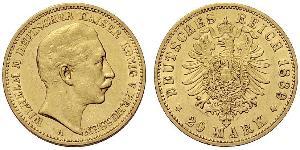 20 Mark Kingdom of Prussia (1701-1918) Gold Wilhelm II, German Emperor (1859-1941)