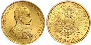 20 Mark Kingdom of Prussia (1701-1918) Gold Wilhelm II, German Emperor (1859-1941)