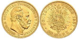 20 Mark Kingdom of Prussia (1701-1918) Gold Wilhelm I, German Emperor (1797-1888)