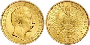 20 Mark Kingdom of Prussia (1701-1918) Gold Wilhelm II, German Emperor (1859-1941)