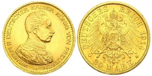 20 Mark Kingdom of Prussia (1701-1918) Gold Wilhelm II, German Emperor (1859-1941)