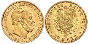 20 Mark Kingdom of Prussia (1701-1918) Gold Wilhelm I, German Emperor (1797-1888)