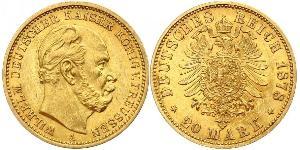 20 Mark Kingdom of Prussia (1701-1918) Gold Wilhelm I, German Emperor (1797-1888)