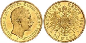 20 Mark Kingdom of Prussia (1701-1918) Gold Wilhelm II, German Emperor (1859-1941)