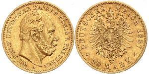 20 Mark Kingdom of Prussia (1701-1918) Gold Wilhelm I, German Emperor (1797-1888)