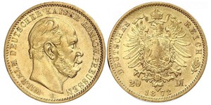 20 Mark Kingdom of Prussia (1701-1918) Gold Wilhelm I, German Emperor (1797-1888)