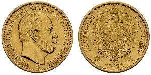 20 Mark Kingdom of Prussia (1701-1918) Gold Wilhelm I, German Emperor (1797-1888)