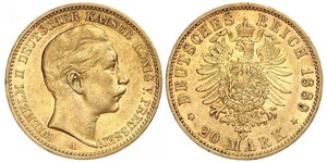 20 Mark Kingdom of Prussia (1701-1918) Gold Wilhelm II, German Emperor (1859-1941)