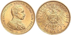 20 Mark Kingdom of Prussia (1701-1918) Gold Wilhelm II, German Emperor (1859-1941)