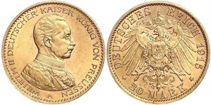 20 Mark Kingdom of Prussia (1701-1918) Gold Wilhelm II, German Emperor (1859-1941)