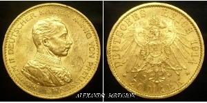 20 Mark Kingdom of Prussia (1701-1918) Gold Wilhelm II, German Emperor (1859-1941)