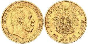 20 Mark Kingdom of Prussia (1701-1918) Gold Wilhelm I, German Emperor (1797-1888)