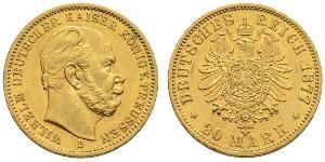 20 Mark Kingdom of Prussia (1701-1918) Gold Wilhelm I, German Emperor (1797-1888)