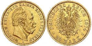 20 Mark Kingdom of Prussia (1701-1918) Gold Wilhelm I, German Emperor (1797-1888)