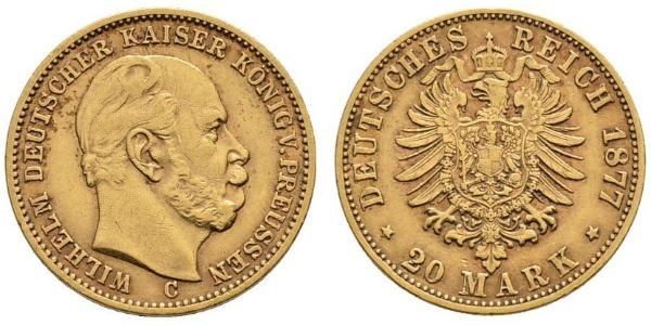20 Mark Kingdom of Prussia (1701-1918) Gold Wilhelm I, German Emperor (1797-1888)