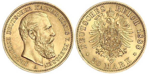 20 Mark Kingdom of Prussia (1701-1918) Gold Frederick III, German Emperor (1831-1888)