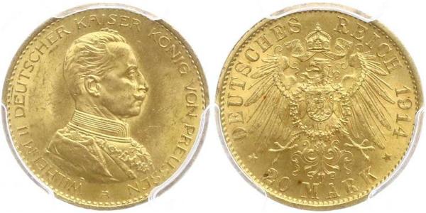 20 Mark Kingdom of Prussia (1701-1918) Gold Wilhelm II, German Emperor (1859-1941)