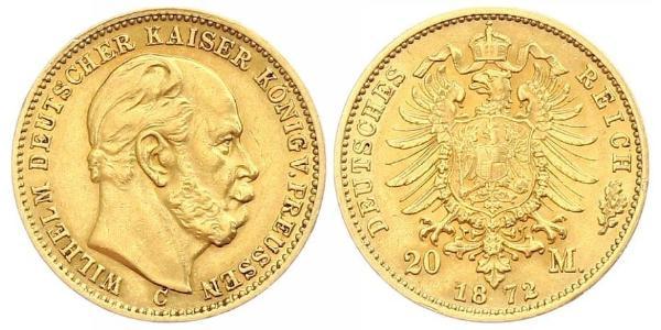 20 Mark Kingdom of Prussia (1701-1918) Gold Wilhelm I, German Emperor (1797-1888)