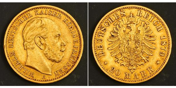 20 Mark Kingdom of Prussia (1701-1918) Gold Wilhelm I, German Emperor (1797-1888)