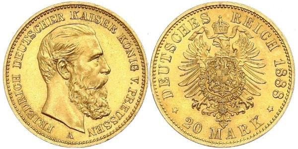 20 Mark Kingdom of Prussia (1701-1918) Gold Frederick III, German Emperor (1831-1888)