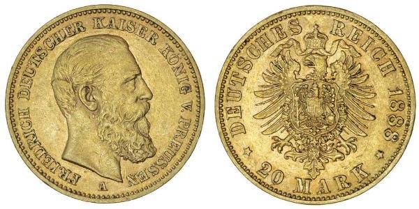 20 Mark Kingdom of Prussia (1701-1918) Gold Frederick III, German Emperor (1831-1888)