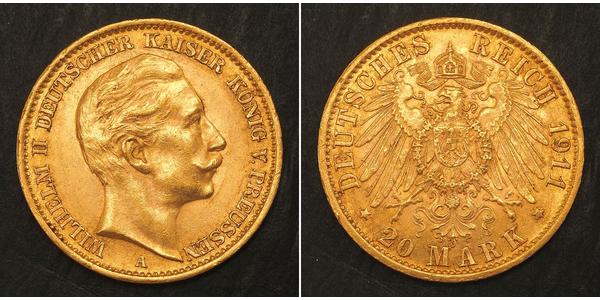 20 Mark Kingdom of Prussia (1701-1918) Gold Wilhelm II, German Emperor (1859-1941)