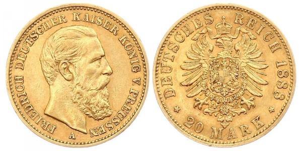 20 Mark Kingdom of Prussia (1701-1918) Gold Frederick III, German Emperor (1831-1888)