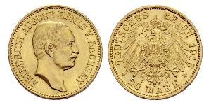 20 Mark Kingdom of Saxony (1806 - 1918) Gold Frederick Augustus III of Saxony (1865-1932)