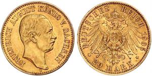 20 Mark Kingdom of Saxony (1806 - 1918) Gold Frederick Augustus III of Saxony (1865-1932)