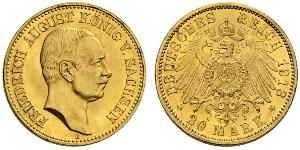 20 Mark Kingdom of Saxony (1806 - 1918) Gold Frederick Augustus III of Saxony (1865-1932)