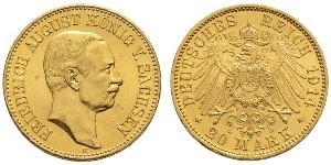 20 Mark Kingdom of Saxony (1806 - 1918) Gold Frederick Augustus III of Saxony (1865-1932)