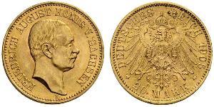 20 Mark Kingdom of Saxony (1806 - 1918) Gold Frederick Augustus III of Saxony (1865-1932)