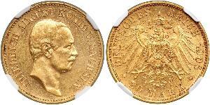 20 Mark Kingdom of Saxony (1806 - 1918) Gold Frederick Augustus III of Saxony (1865-1932)