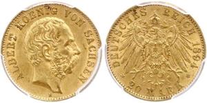 20 Mark Kingdom of Saxony (1806 - 1918) Gold 