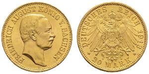 20 Mark Kingdom of Saxony (1806 - 1918) Gold Frederick Augustus III of Saxony (1865-1932)