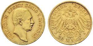 20 Mark Kingdom of Saxony (1806 - 1918) Gold Frederick Augustus III of Saxony (1865-1932)