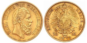 20 Mark Kingdom of Württemberg (1806-1918) Gold 