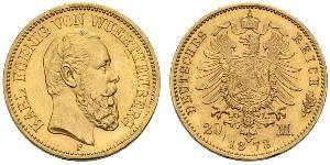 20 Mark Kingdom of Württemberg (1806-1918) Gold 